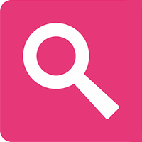 Early years support team Magnifying glass icon on pink background