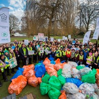 Litter Less Campaign 2018 11 Children from the Litter Less campaign stood behind the bags of rubbish they collected