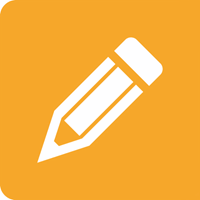 Payroll Pencil icon on orange background