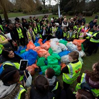 Litter Campaign 2018 - Photo 2 Litter Less volunteers gathered around bags of rubbish collected