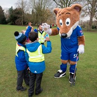 Litter Campaign 2018 - Photo 10 Filbert Fox mascot high-fiving children