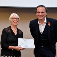 Sustainable Schools Celebration Evening 13 Cllr Adam Clarke presenting certificate to Sue Barnes