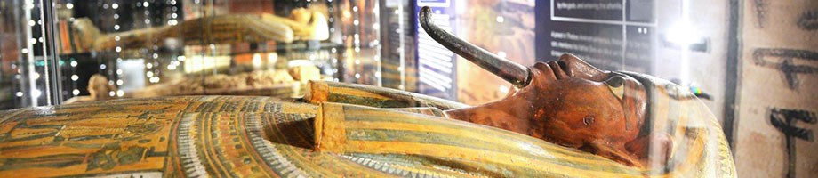 Egyptian sarcophagus on display at New Walk Museum