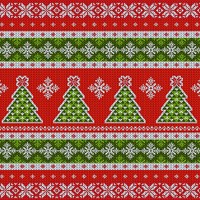An image of typical 'ugly' Christmas jumper fabric with Christmas trees and snowflakes
