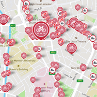 Widen your school path to aid social distancing snippet of a map with various landmarks marked as needing widening through the widen my path scheme